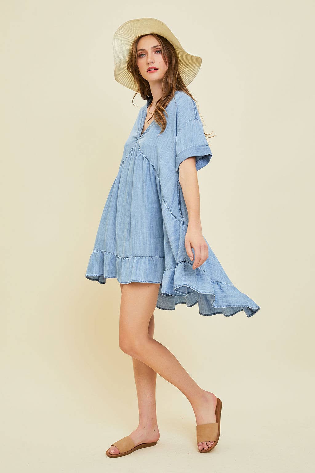 Jolene Chambray Mini Dress | Plus Size Boho Dress