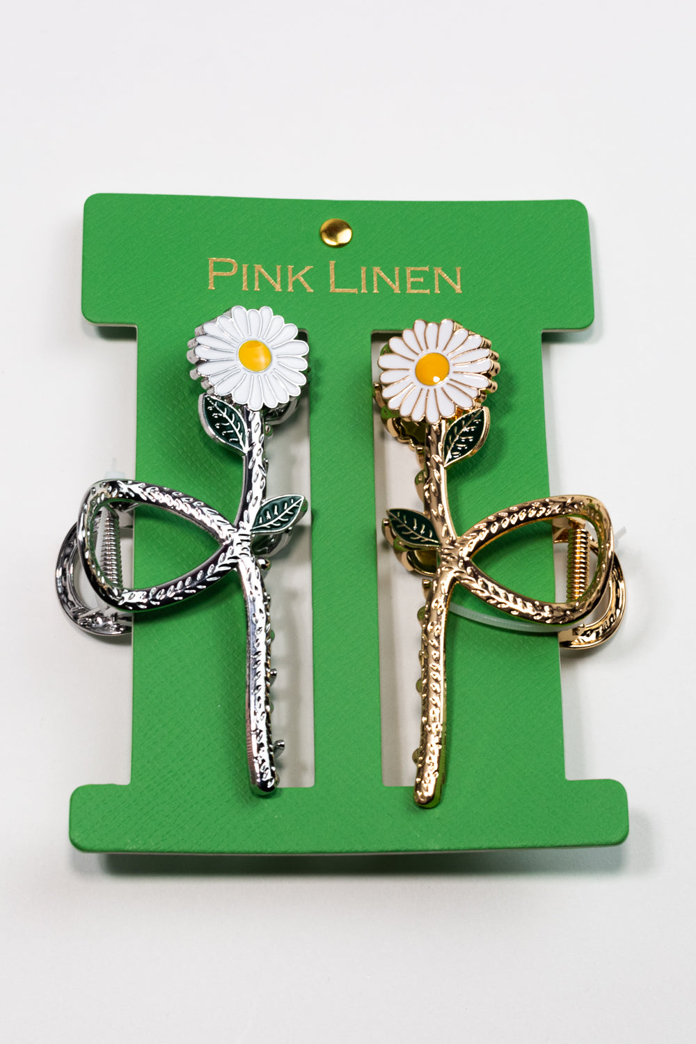 Pink LinenDaisy Metal Claw Clips