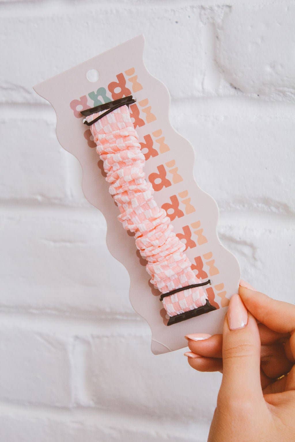 Pink Checkerboard Scrunchie Band for Apple Watch