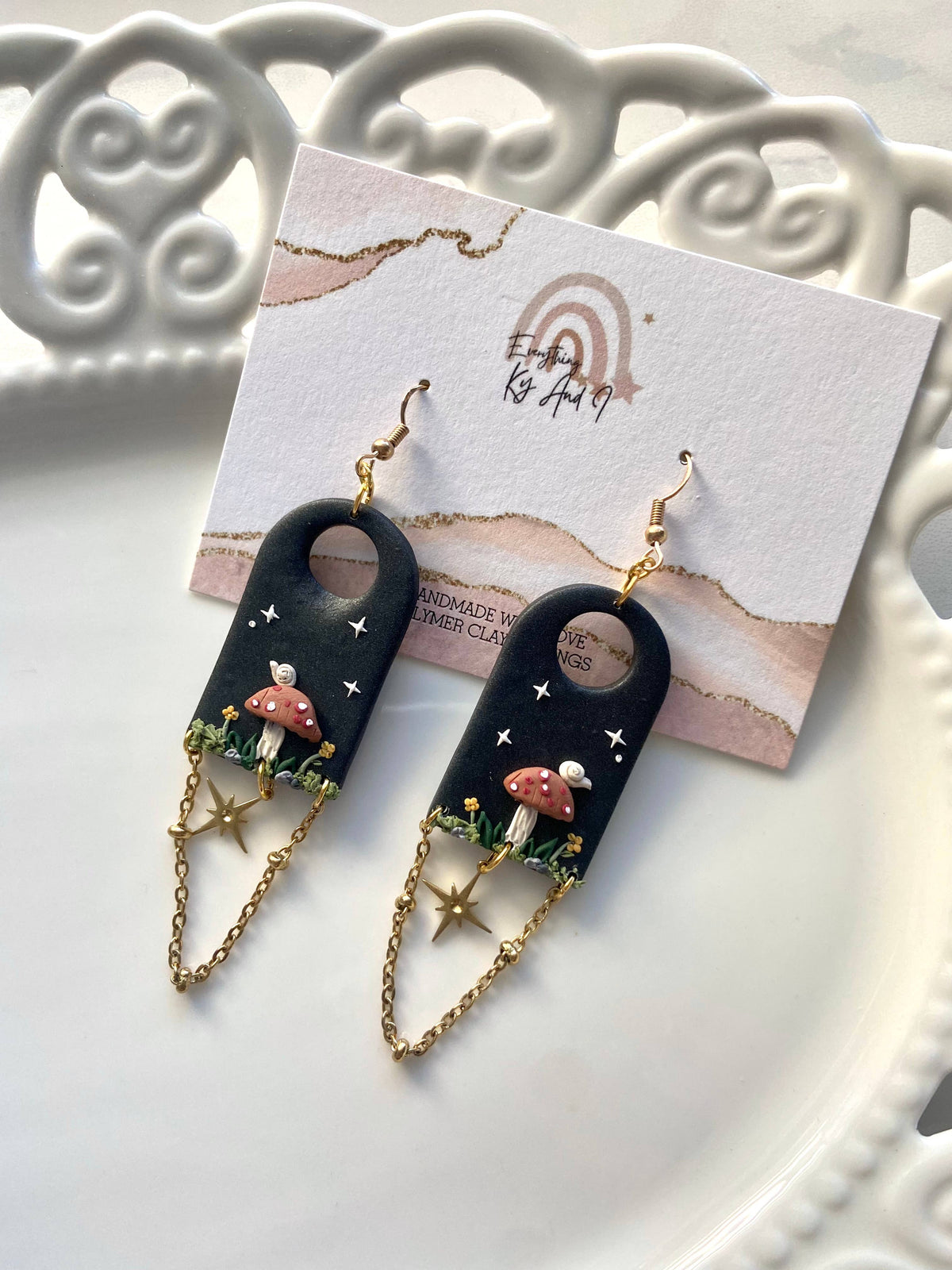Moody Night Mushroom Earrings