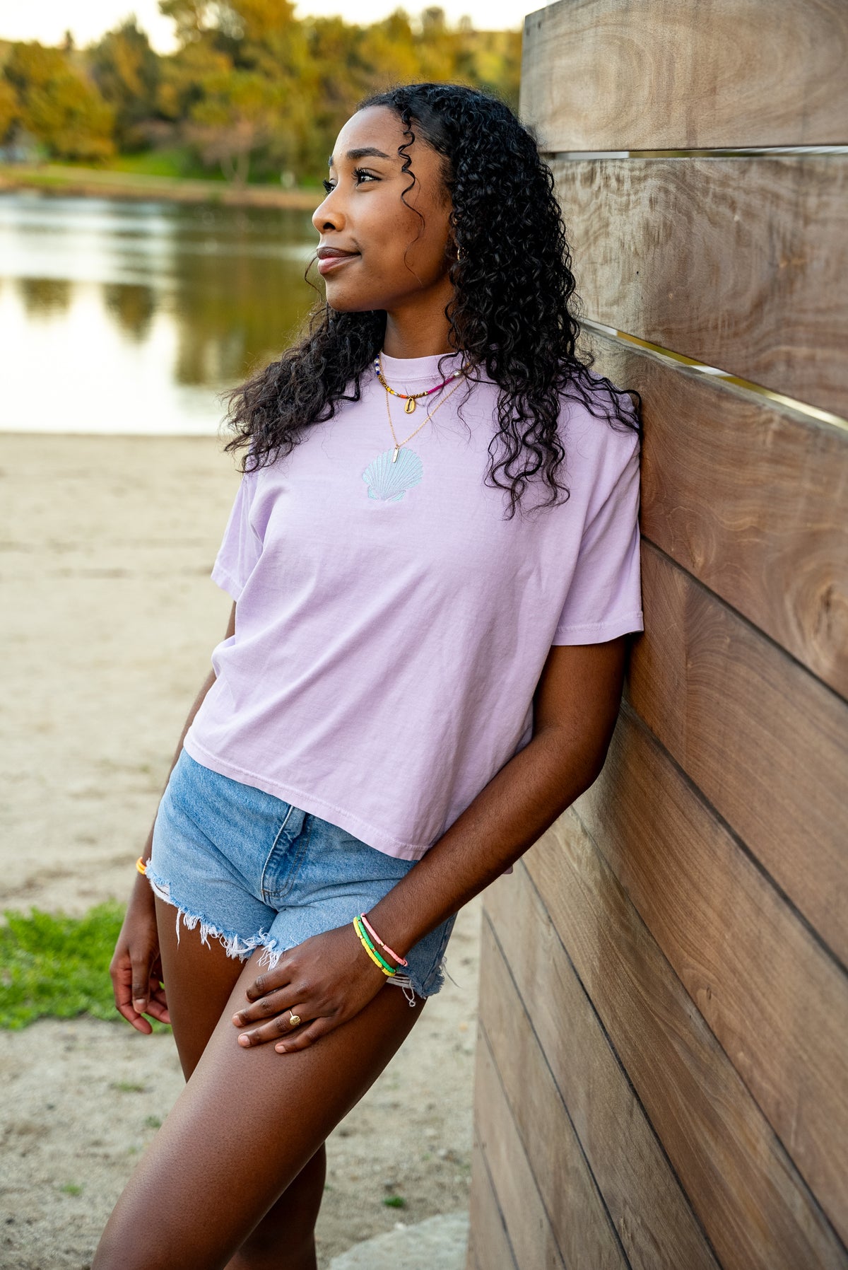 Ariel Embroidered Shell Crop Tee