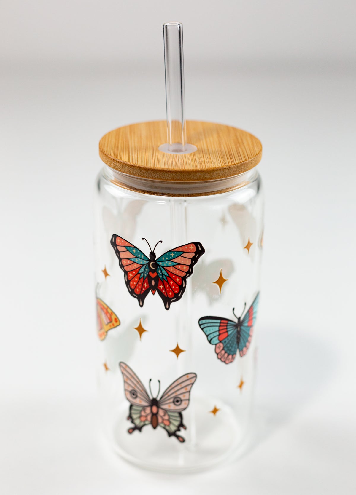 Celestial Butterfly Glass Can Cup