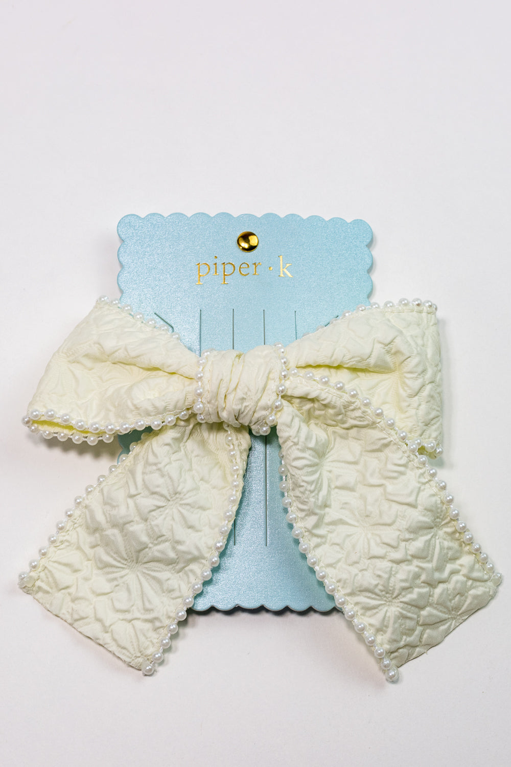 Piper K Jacquard Pearl Hair Bow