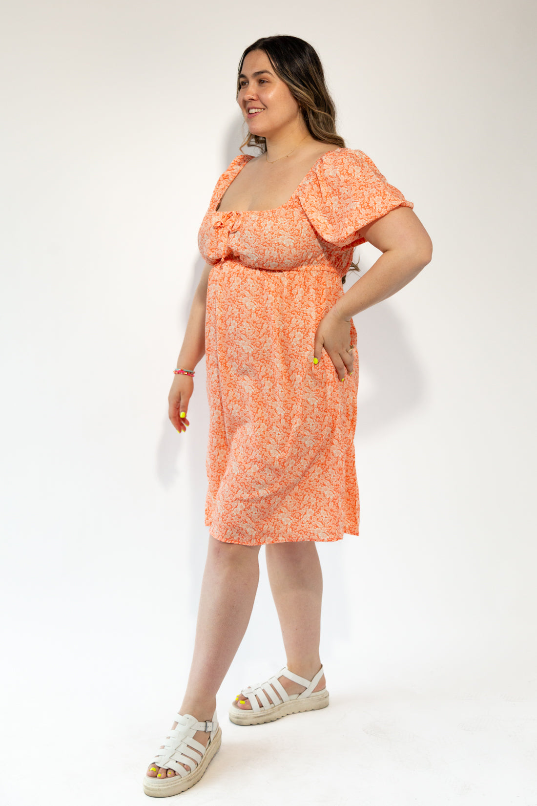 Lilah Tropical Coral Dress