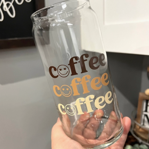 Smiley Face Coffee Beer Can Glass