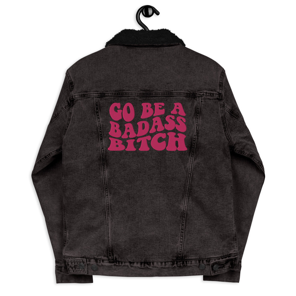 Go Be A Badass Bitch Denim Sherpa Jacket