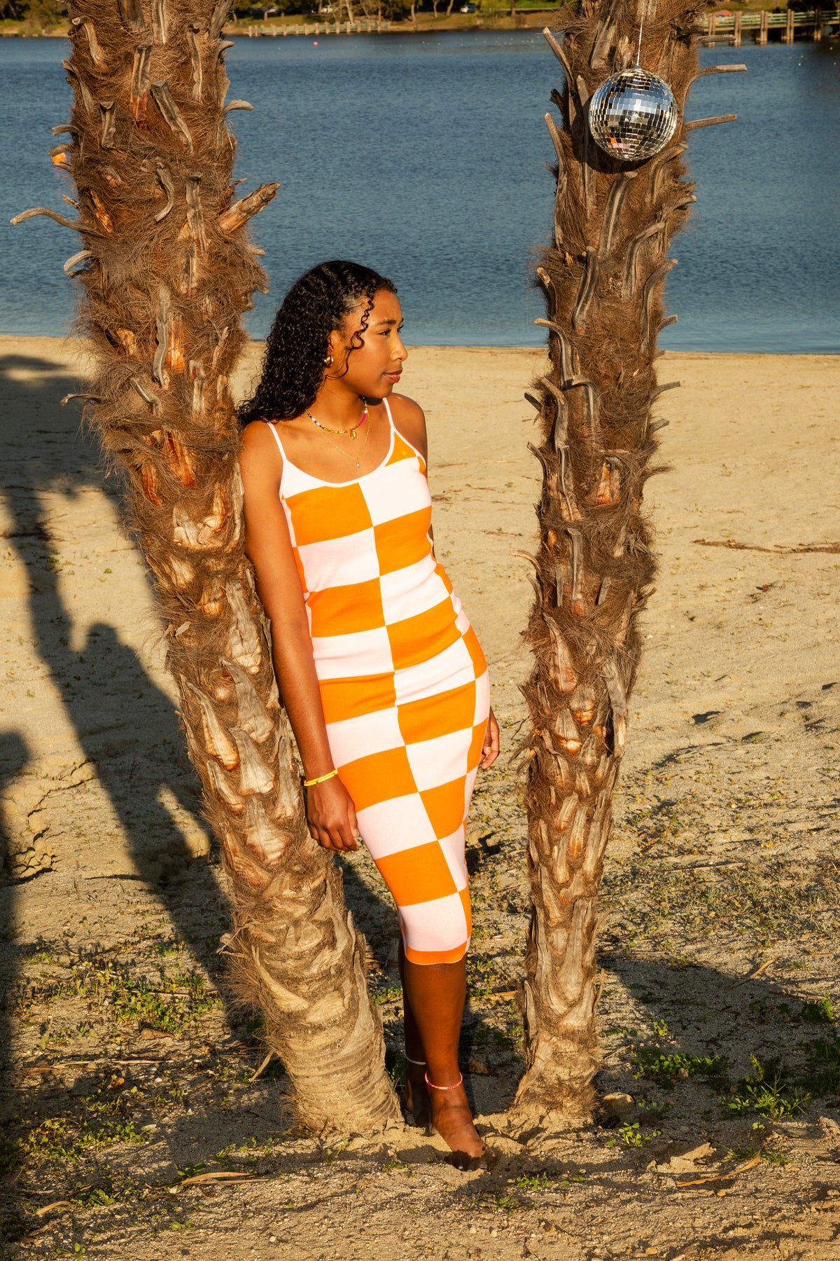 Sunset Dream Checkered Knit Dress