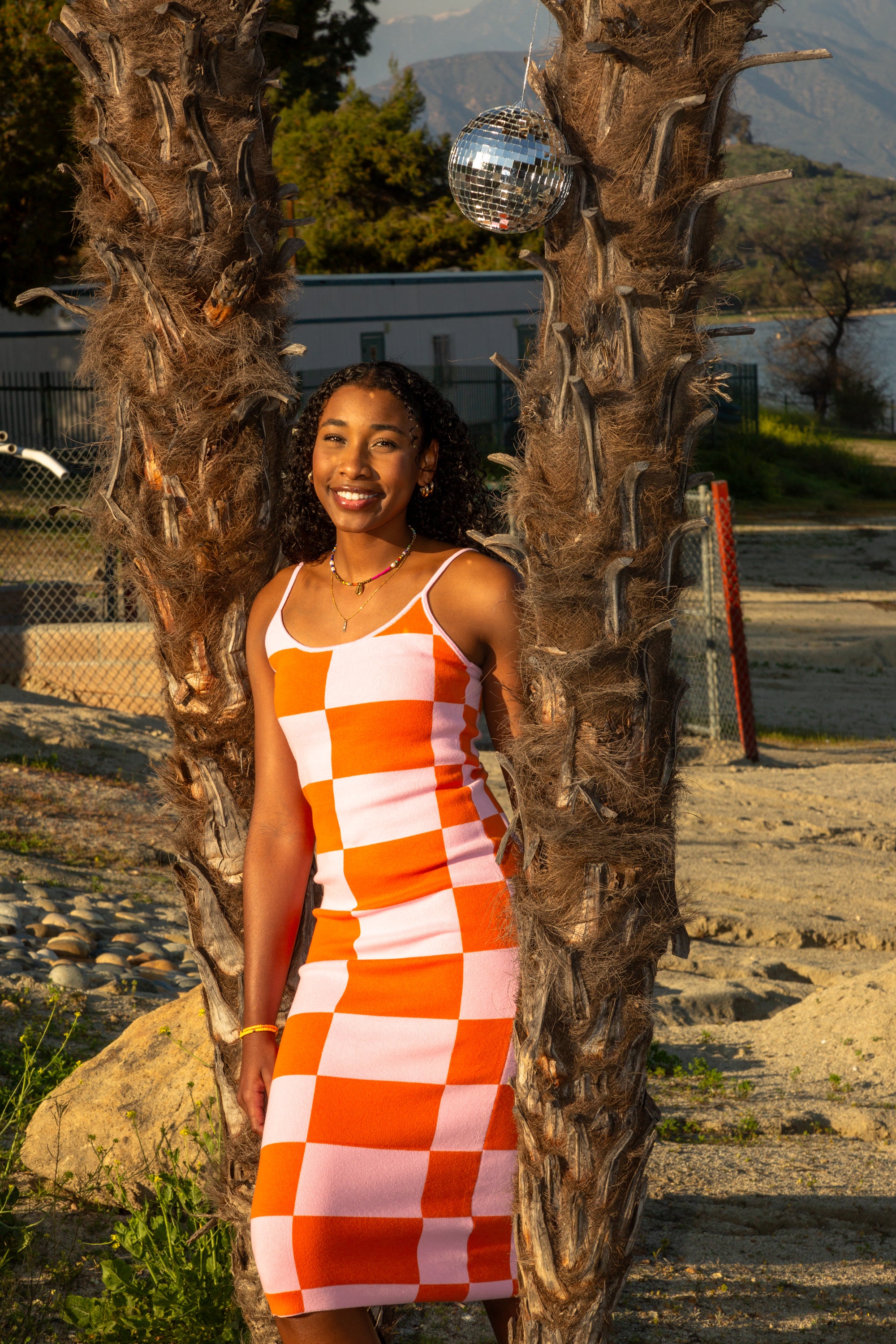 Sunset Dream Checkered Knit Dress | Plus Size Checkered Dress