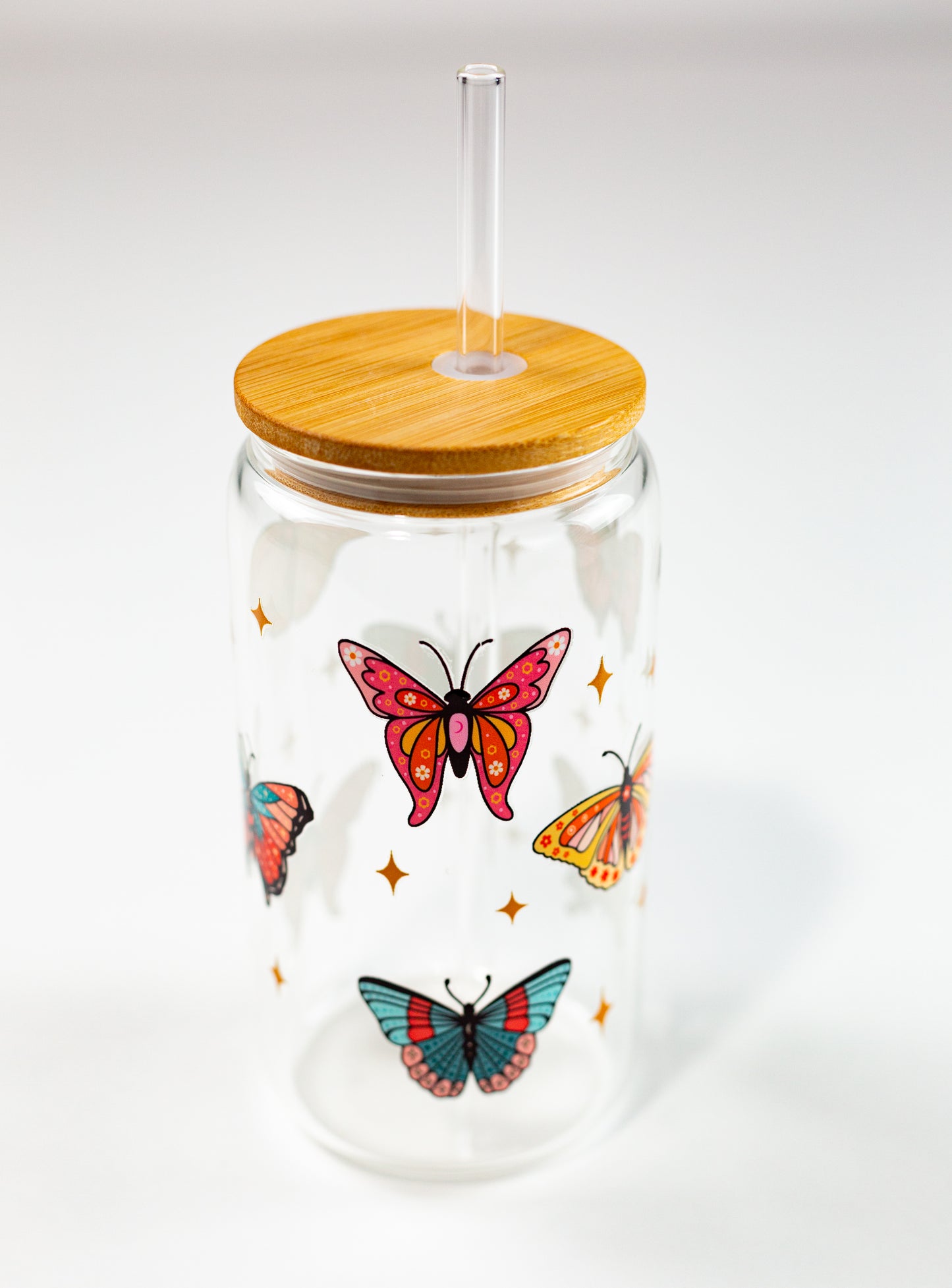 Celestial Butterfly Glass Can Cup