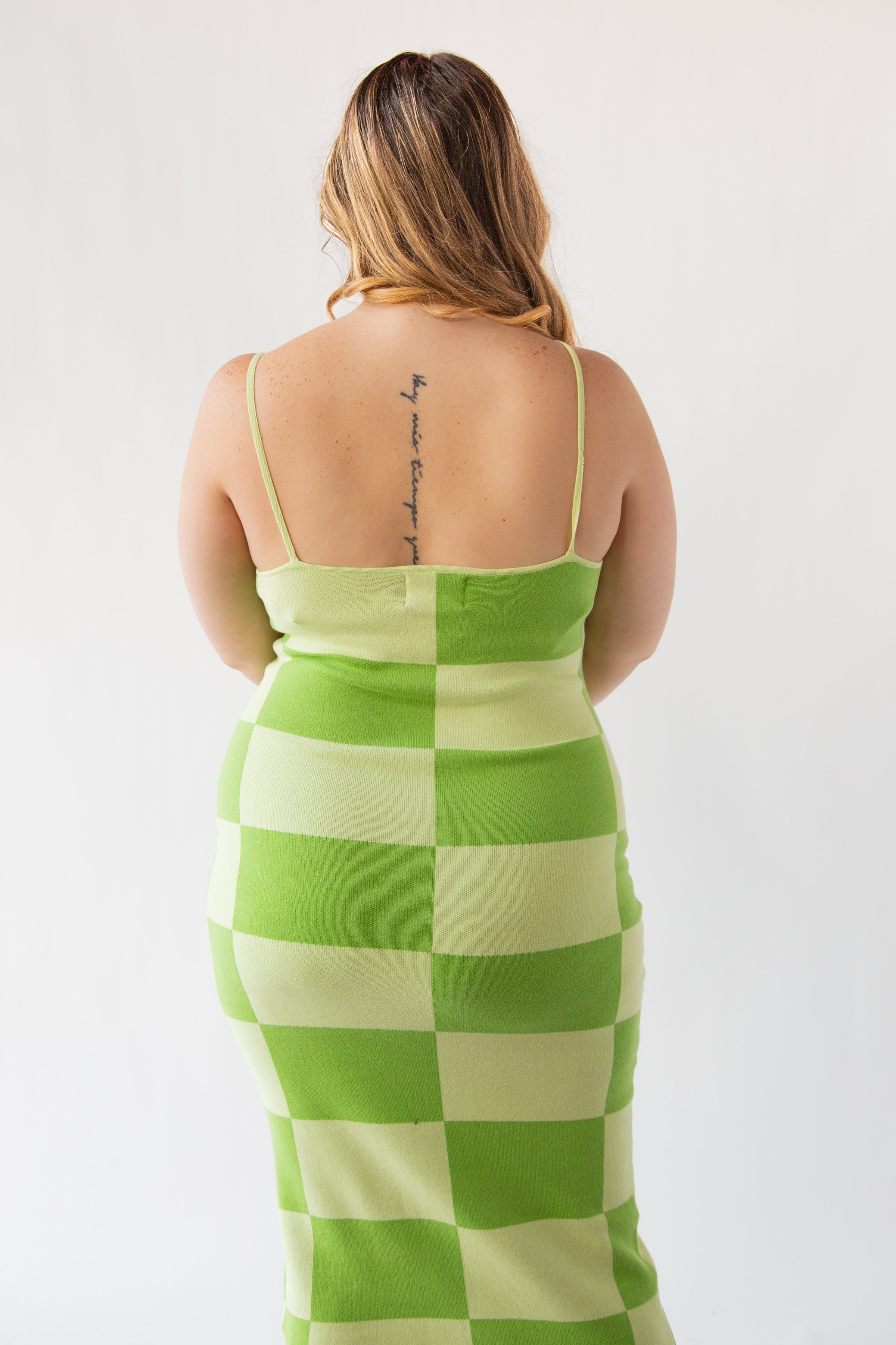 Limeade Checkered Knit Dress | Plus Size Checkered Dress