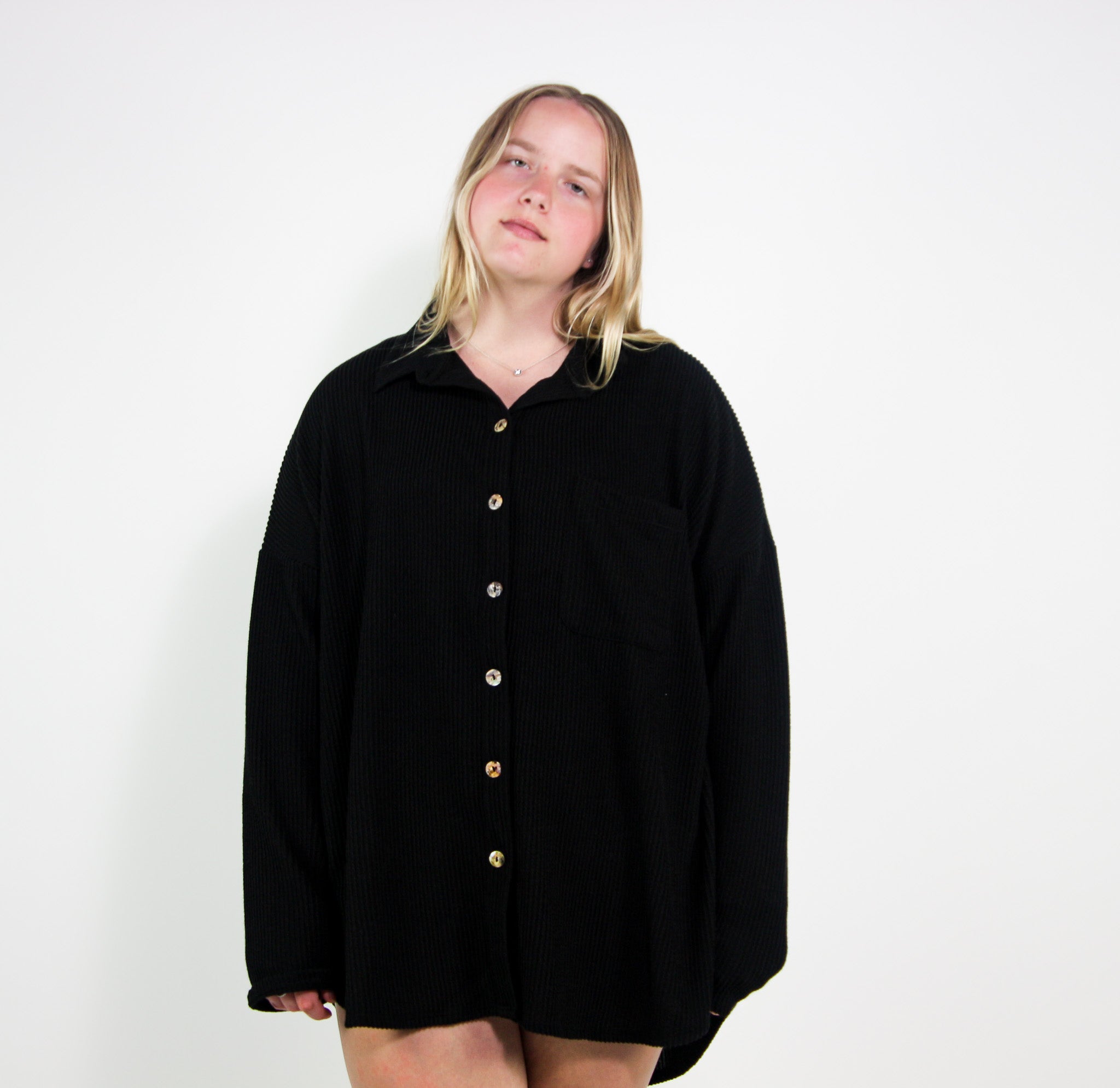 Ribbed Oversized Button Up – Bag It Up Boutique