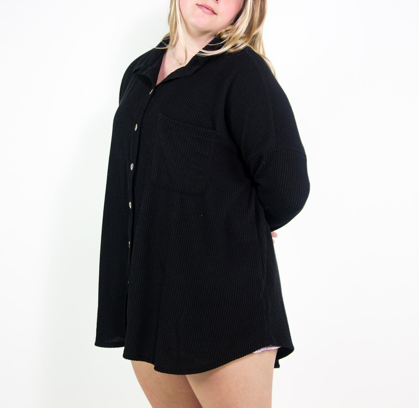 Ribbed Oversized Button Up