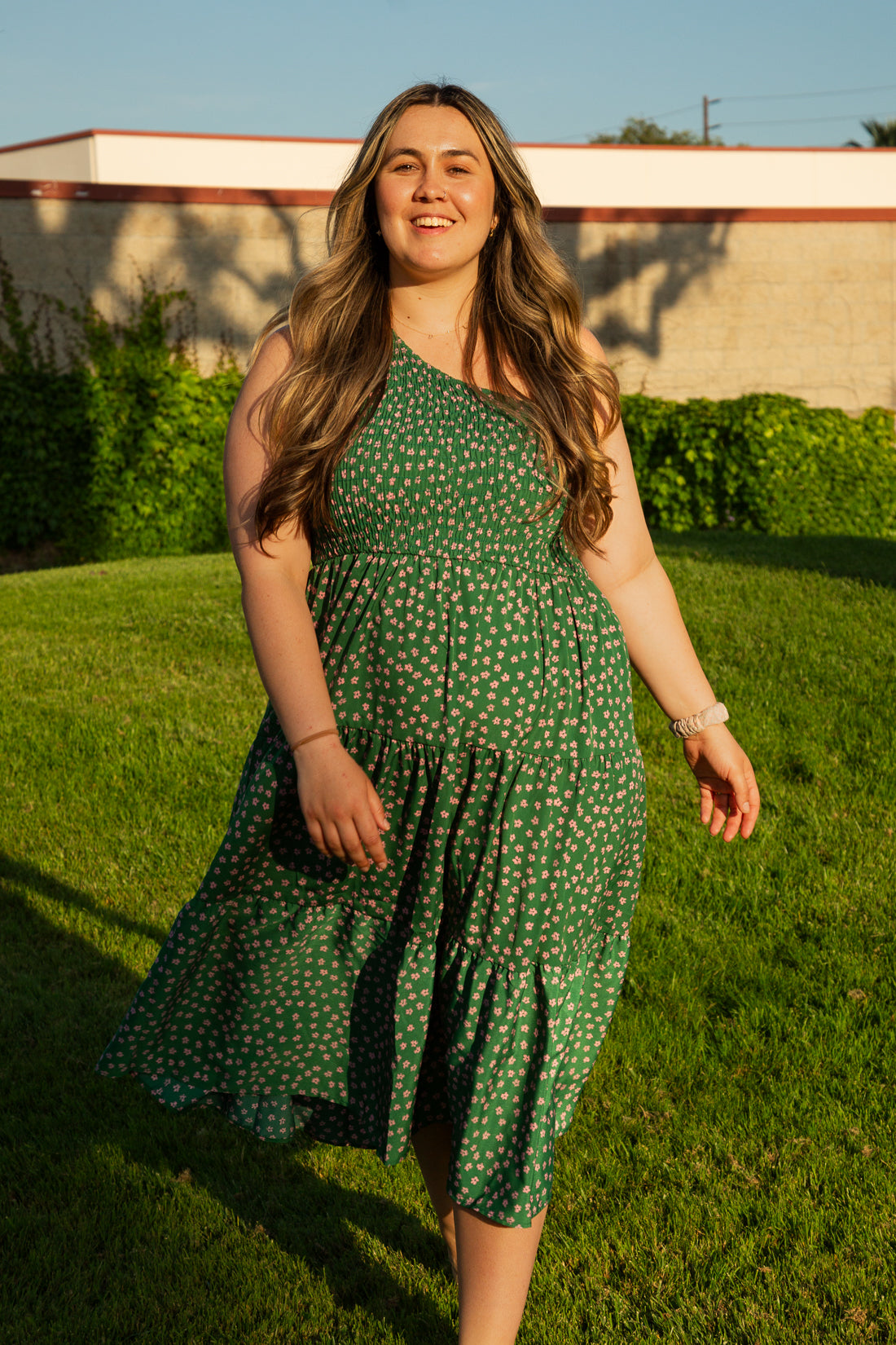 Topanga Green One-Shoulder Dress – Bag It Up Boutique