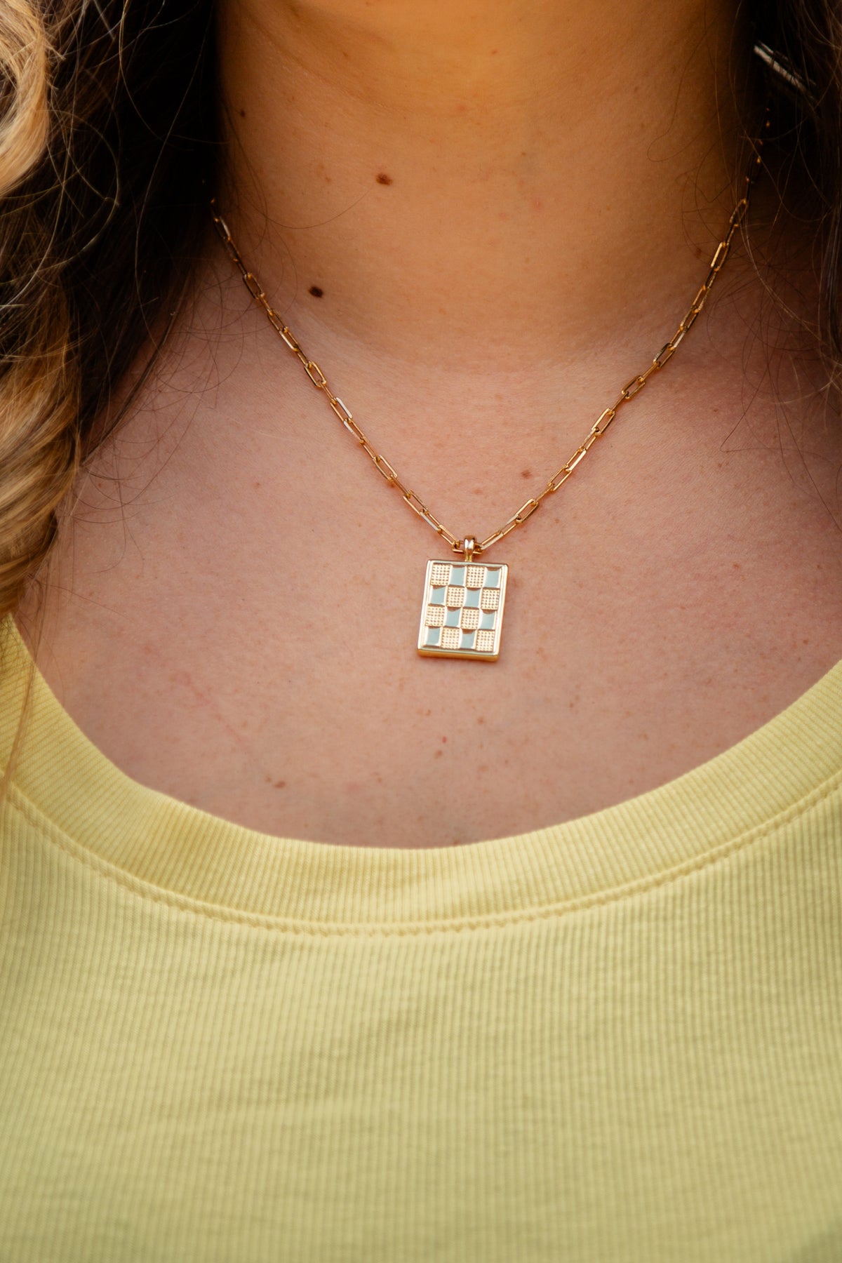 Gold Checkered Necklace