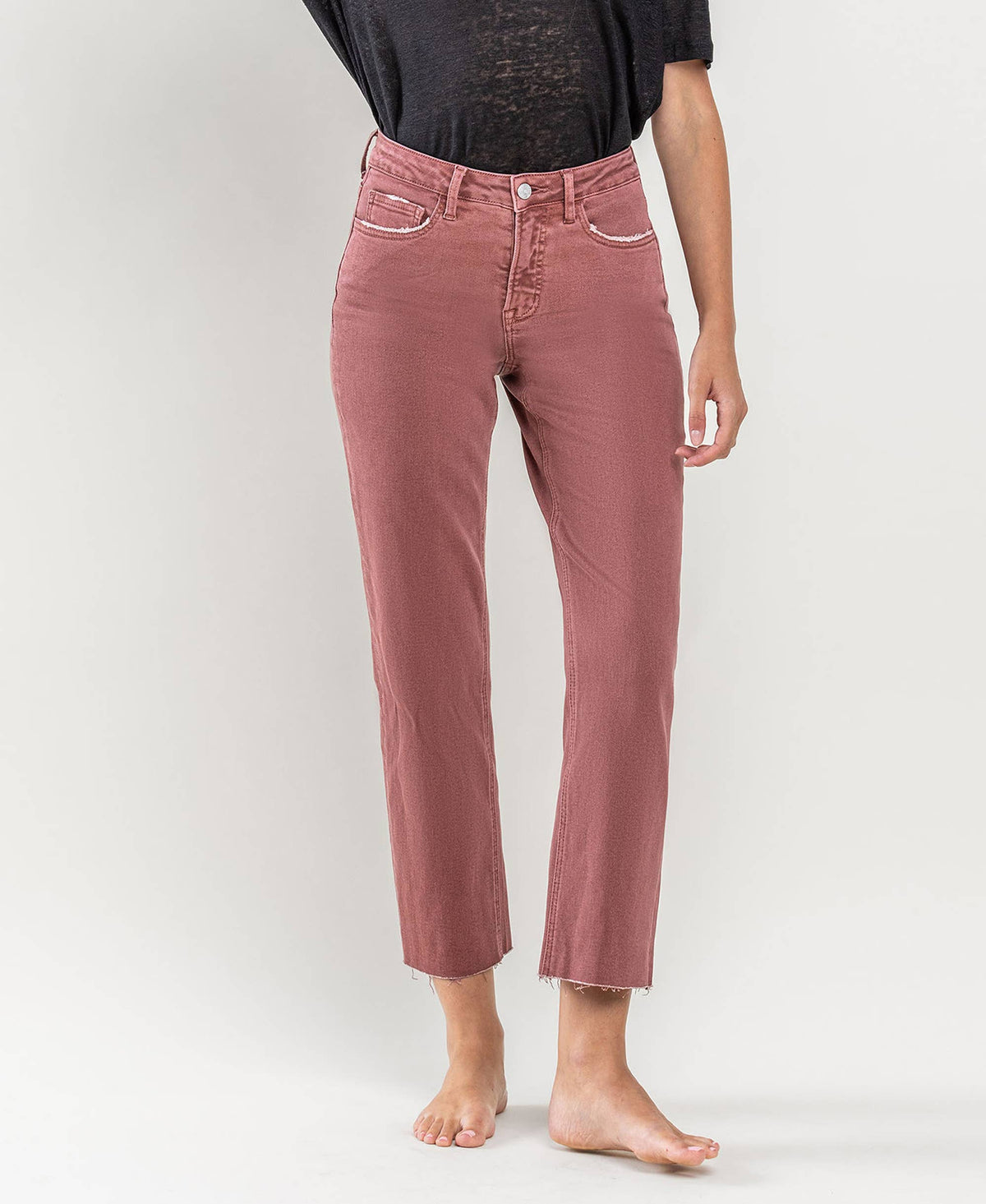 Berry Cropped Straight Jeans