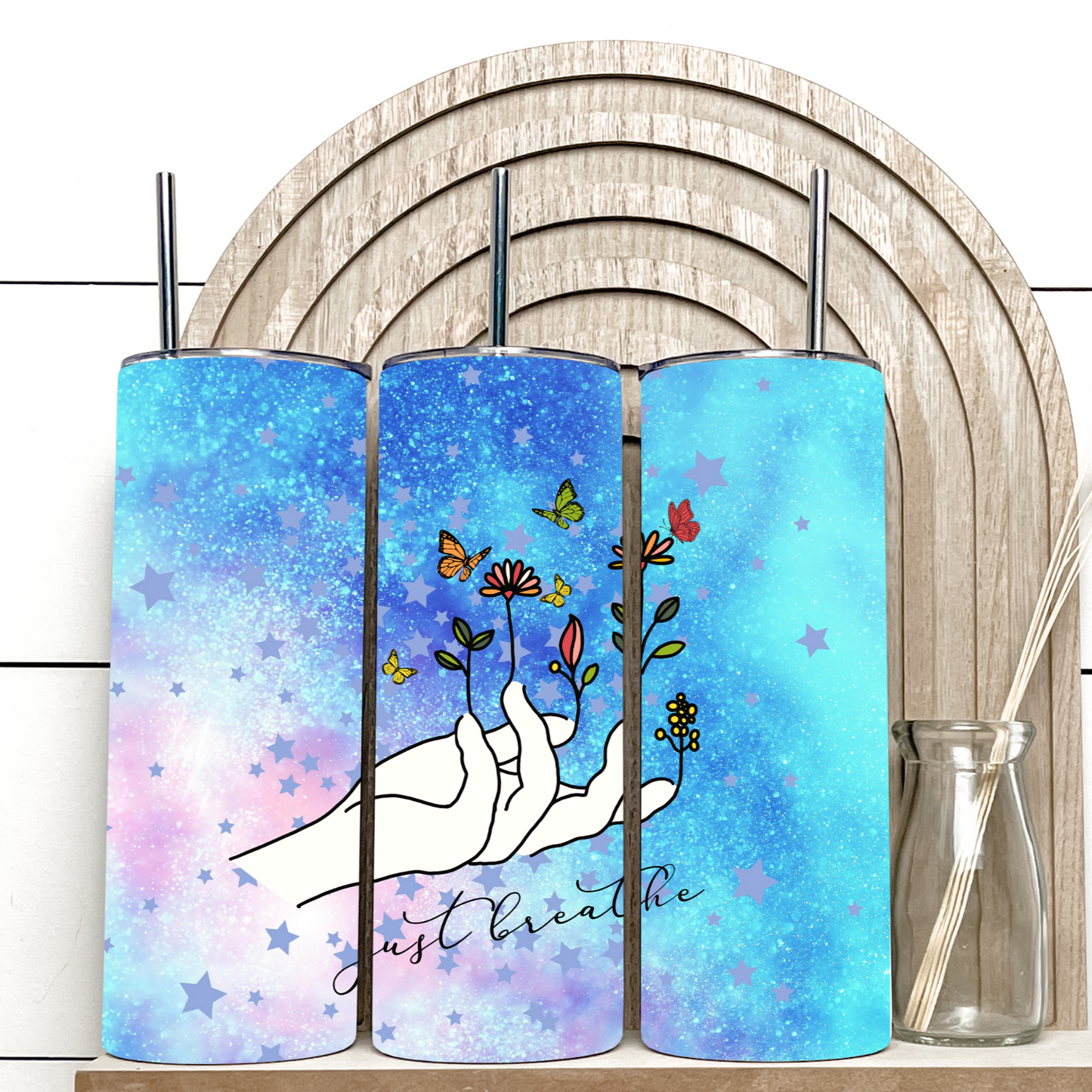 Just Breathe Flower Insulated Tumbler