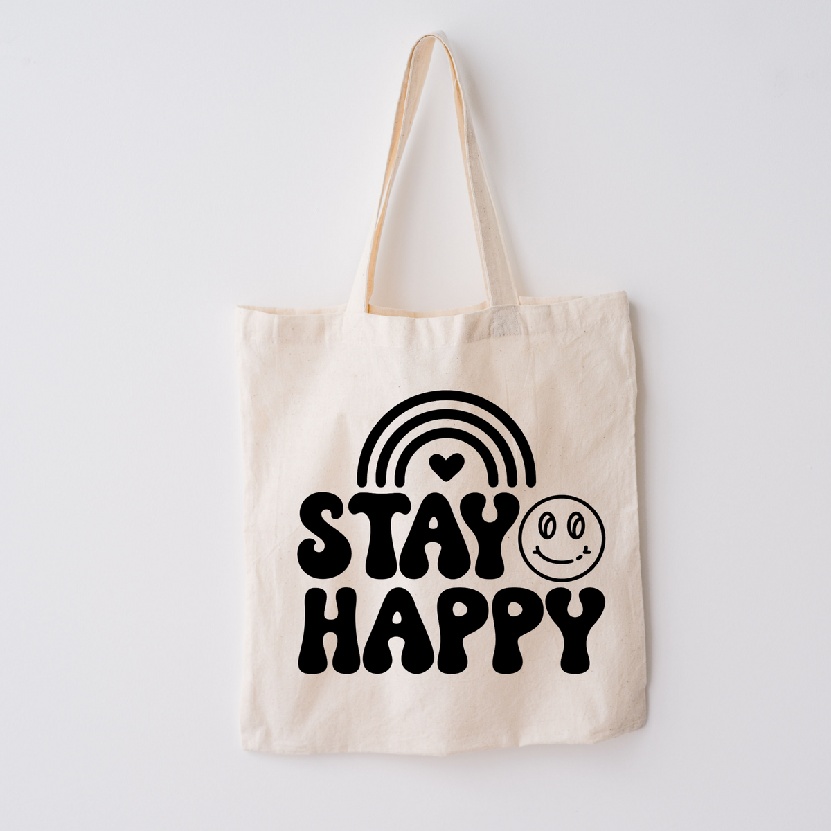 Stay Happy Rainbow Cotton Tote