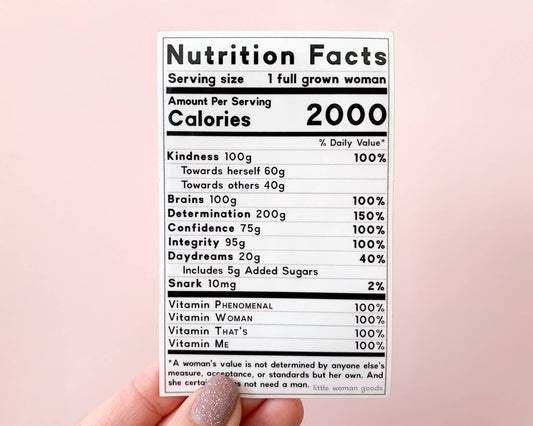 Woman Nutrition Facts Vinyl Sticker